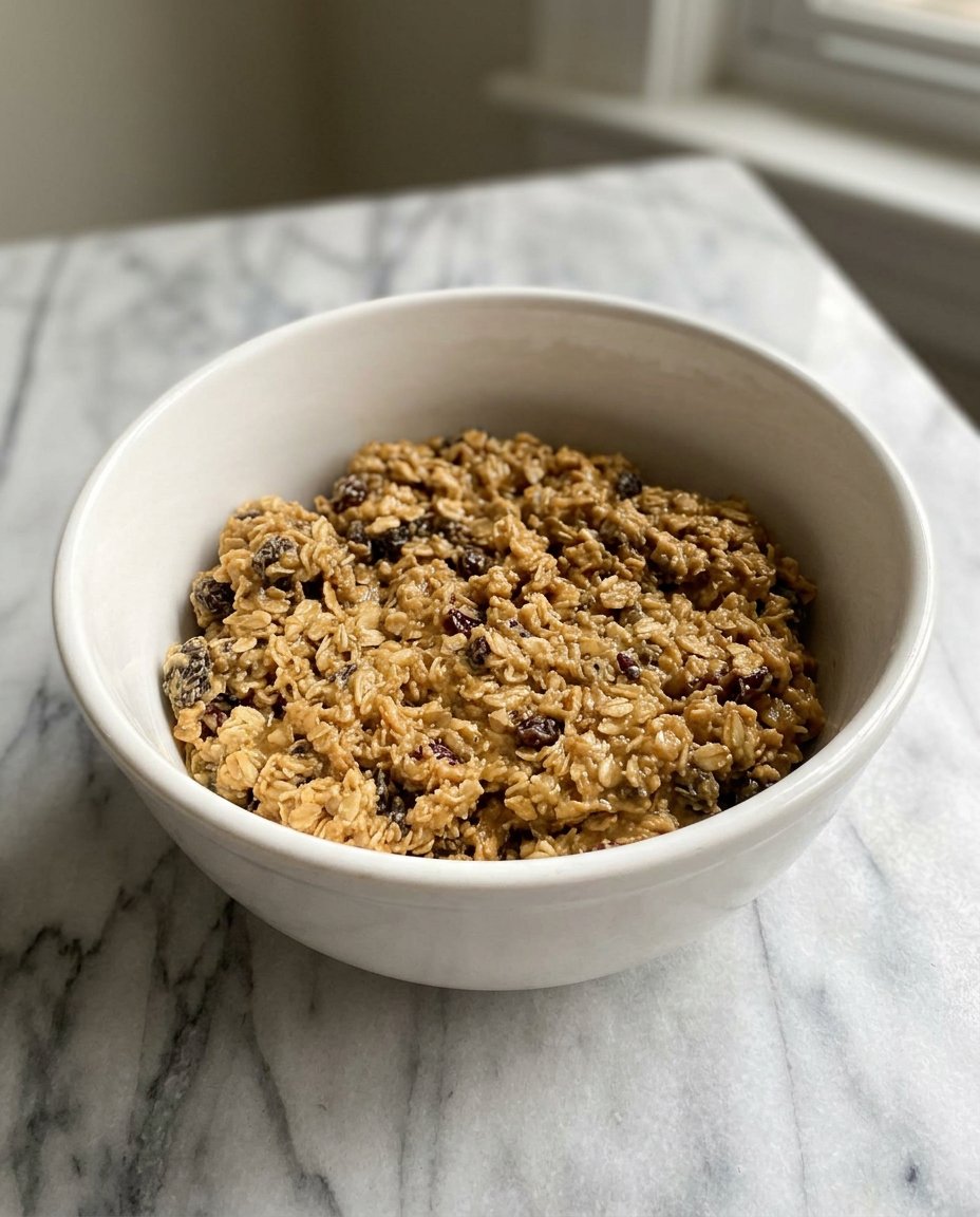 Dried cranberries raisins and oats ready for baking.