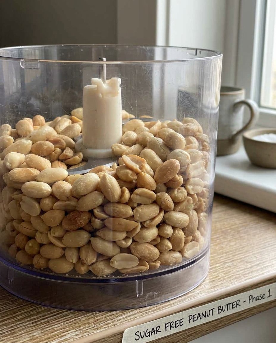 Two cups of whole roasted peanuts ready for processing into homemade peanut butter.