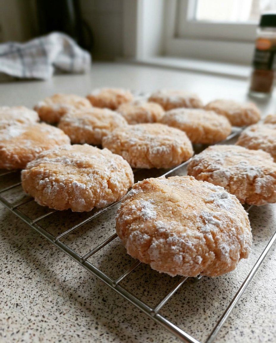 A close up of cracked Italian almond cookies on a plate