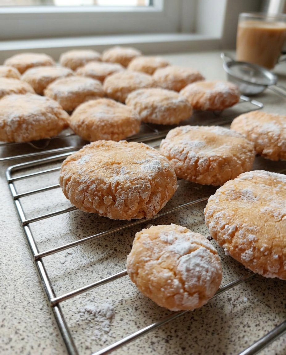 Ricciarelli cookies served next to a cup of espresso