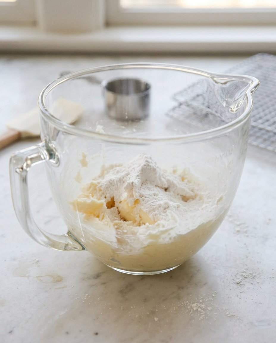 A hand holding a thermometer over a pot of frying oil next to a rosette iron