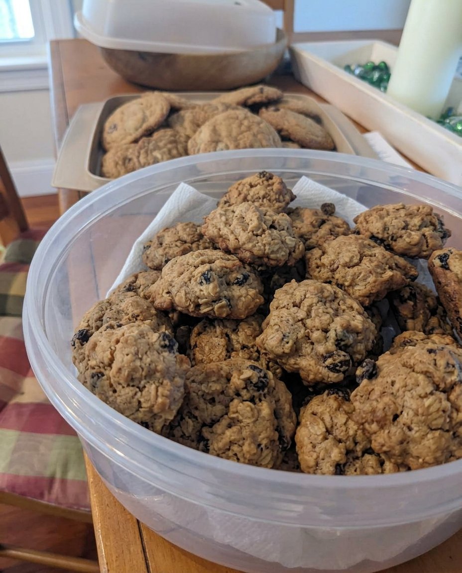 Rum raisin cookies served next to a cup of dark coffee