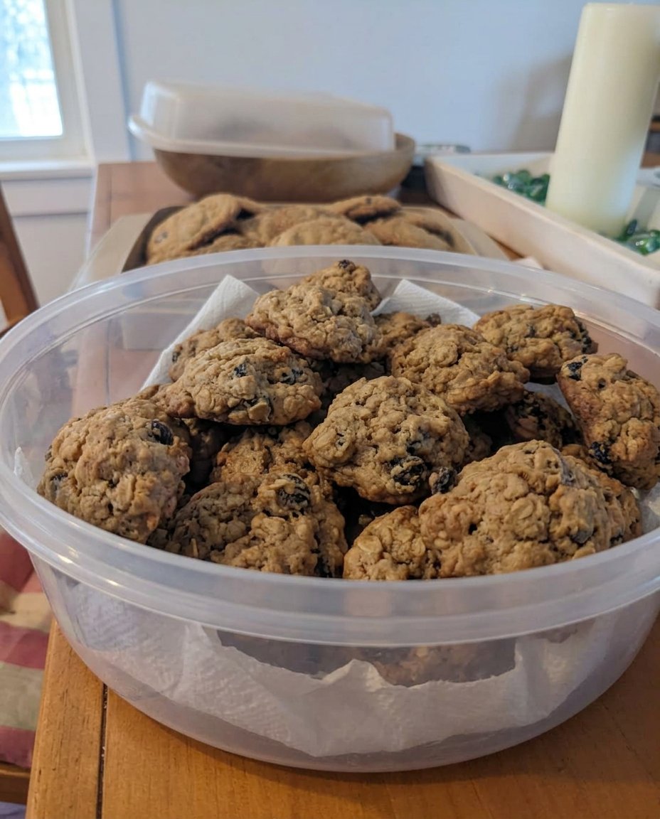 Soft and chewy rum raisin cookies showing the spiced texture