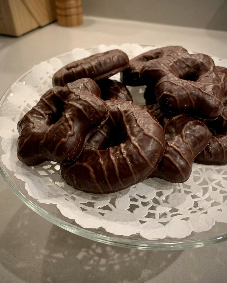 Golden brown Sandkuchen cookies showing a crumbly texture and fork marks
