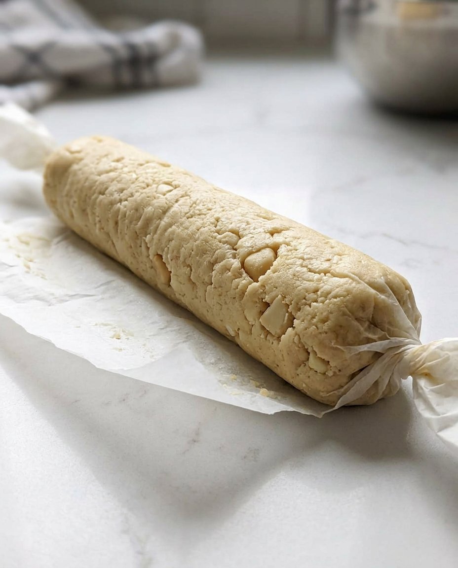 A ruler measuring the 1/4 inch thickness of the shortbread dough