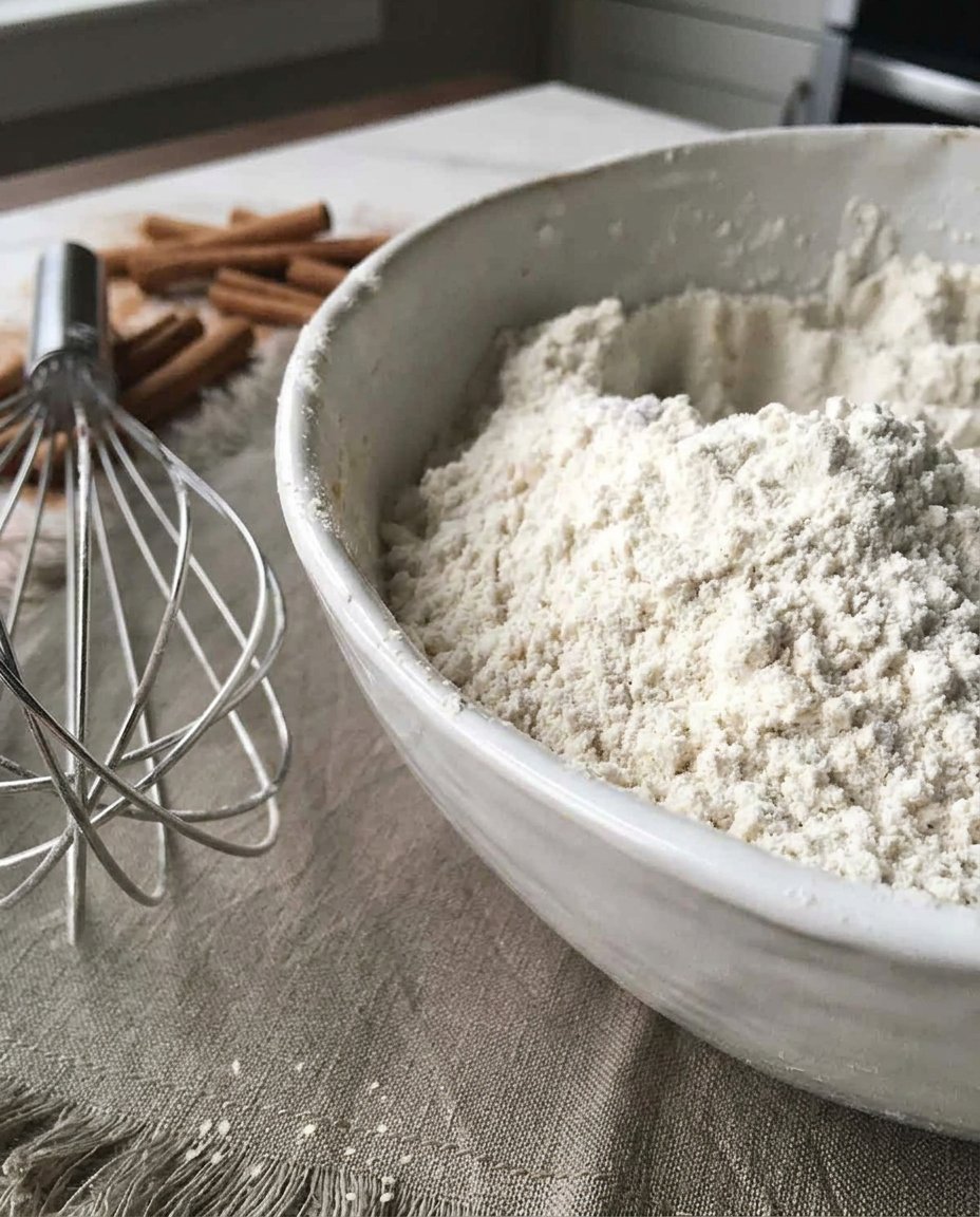 Measured ingredients for gluten free snickerdoodles on a marble surface