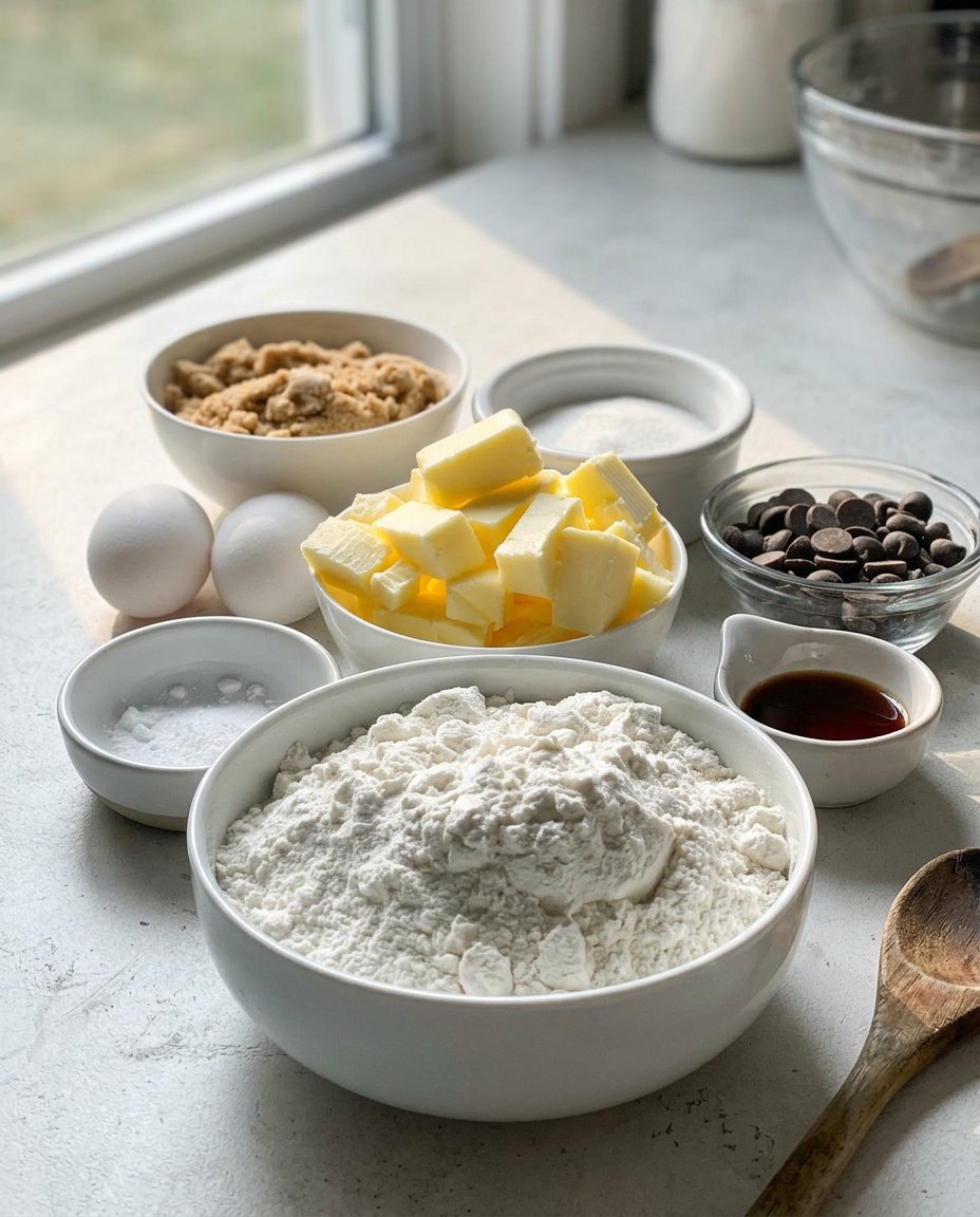 Ingredients for soft batch cookies 2 including sour cream and brown butter