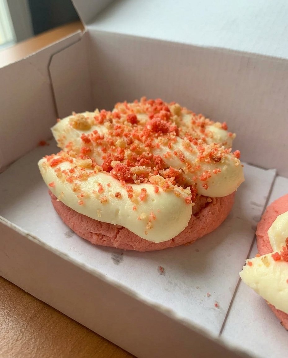 Three thick cookies stacked on a wire cooling rack