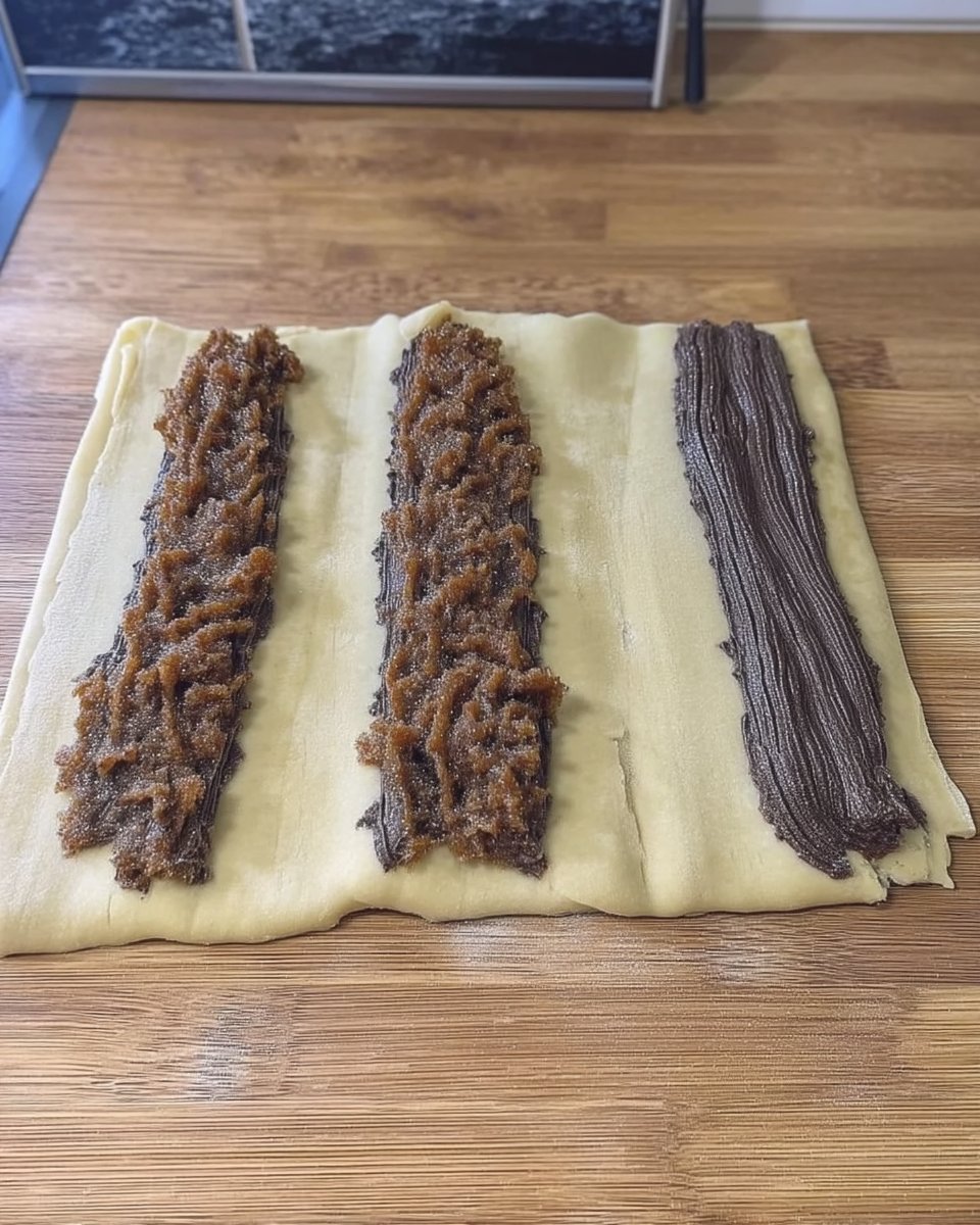 Hand rolling strawberry newton dough to a precise rectangle