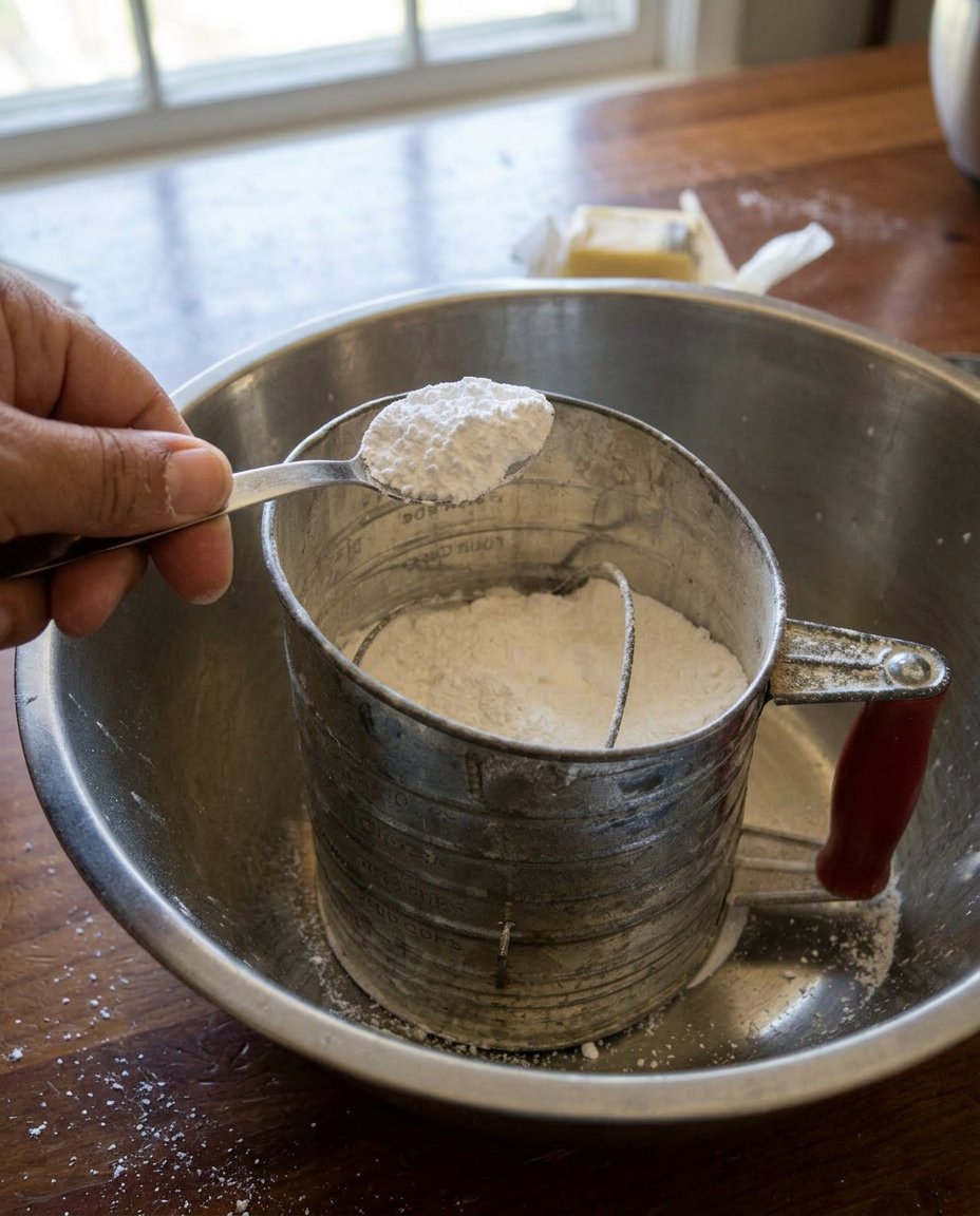A person using a thin blade to split a hot waffle in half