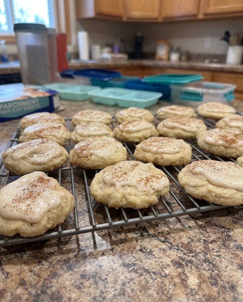 A close up of the interior texture of a Taylor Swift chai cookie showing a tender crumb.