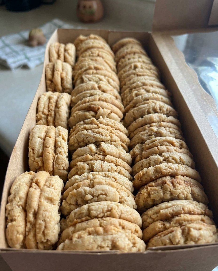 Nutter Butter Copycat cookies arranged on a ceramic plate served with a cup of hot black tea.
