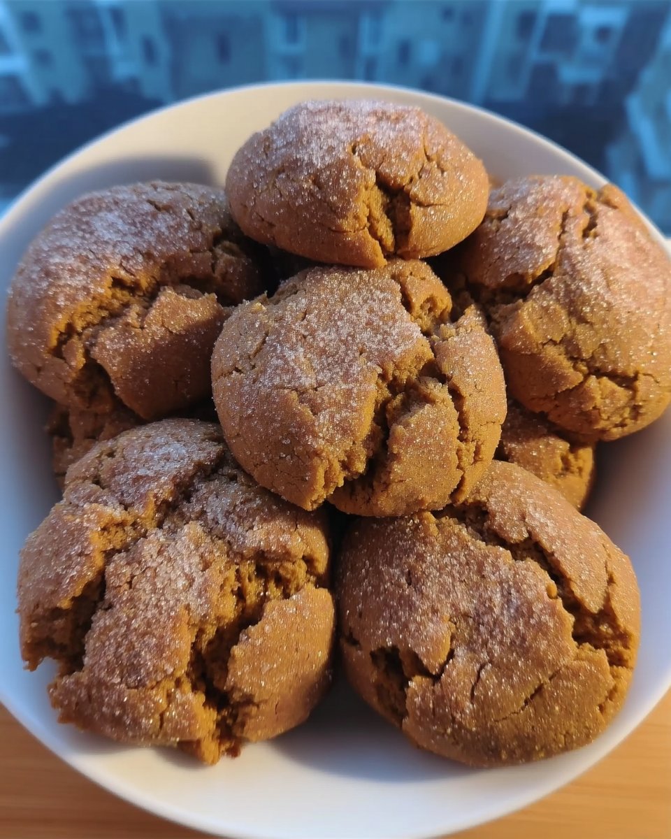 Molasses ginger cookies served on a vintage plate with a cup of black tea.