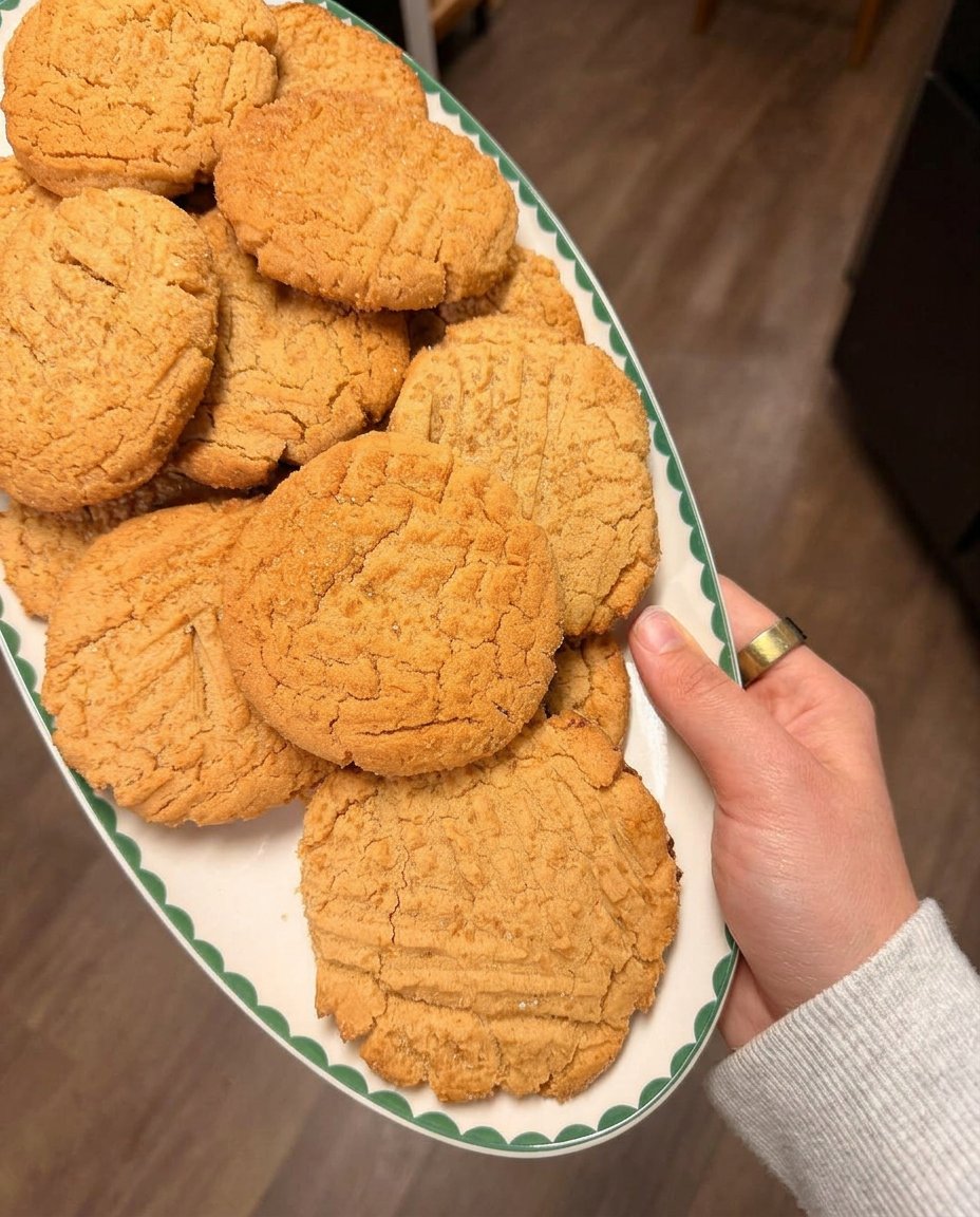 Historic 3 ingredient peanut butter cookies on a cooling rack