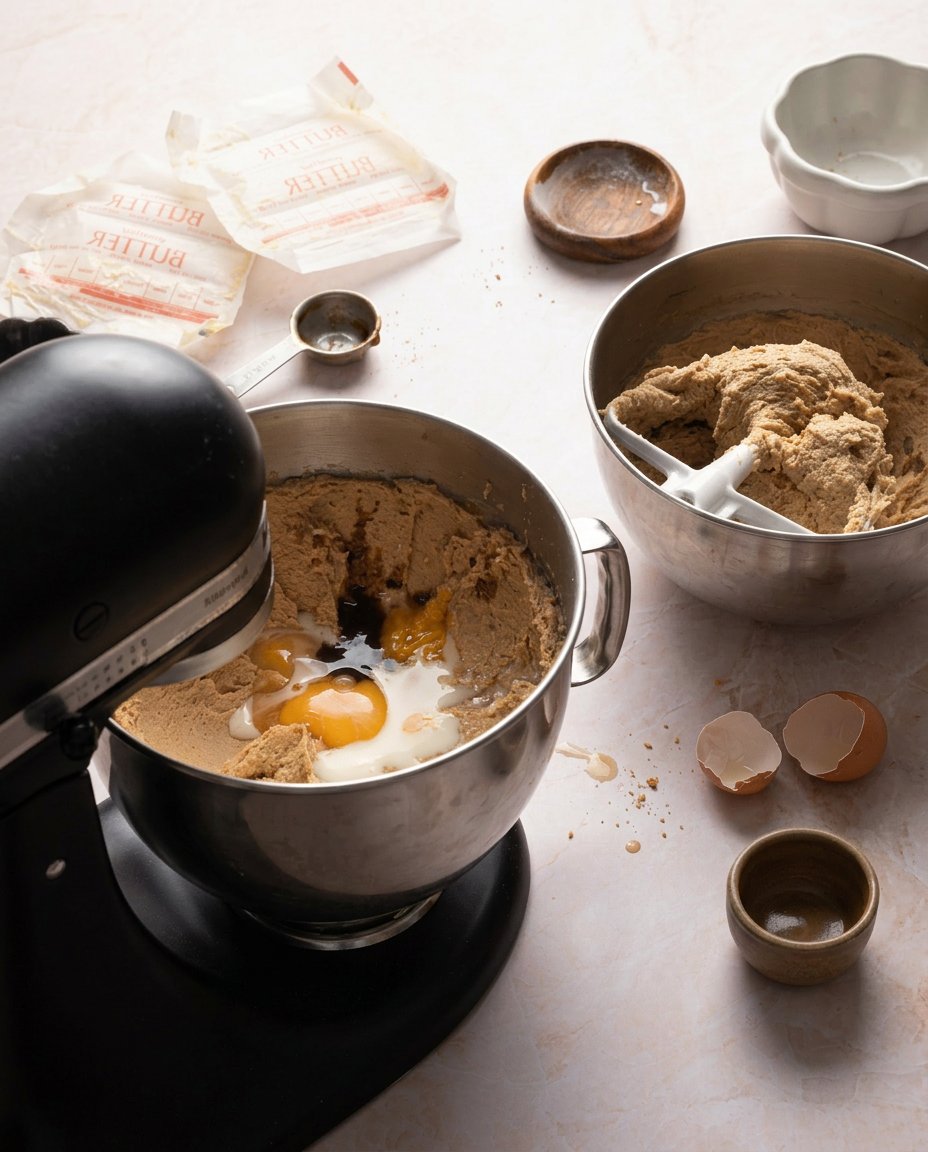 Scooped brown sugar cookie dough rolled in granulated sugar