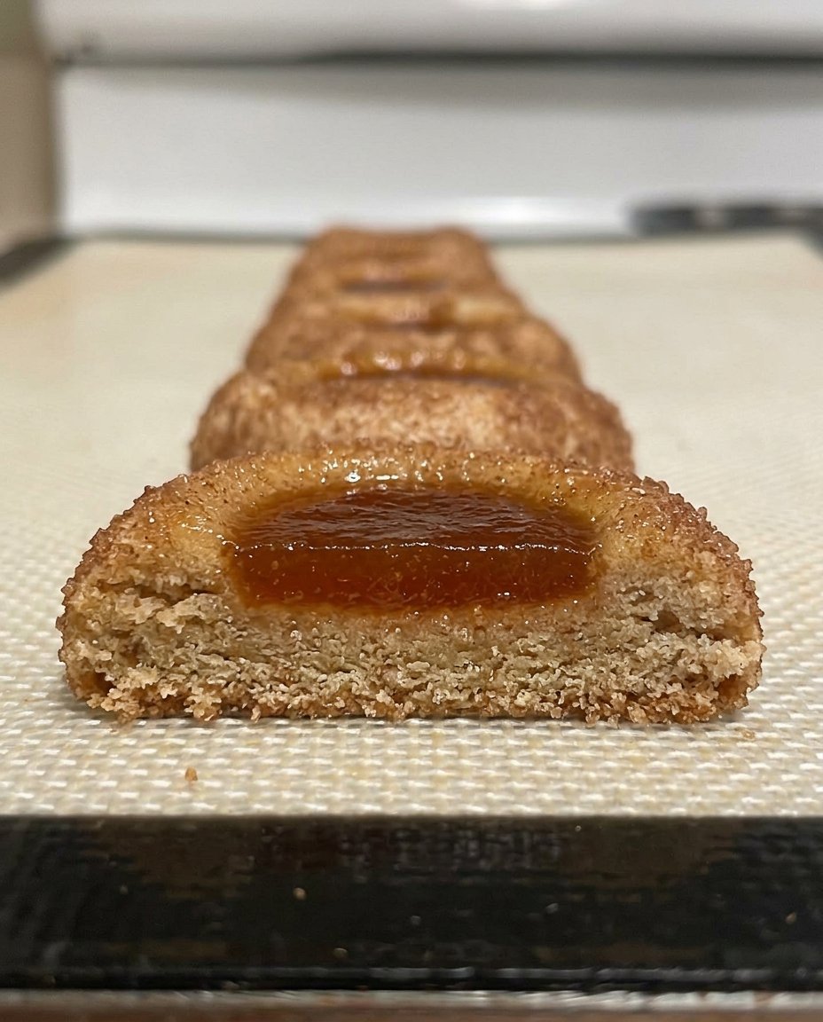 A plate of Peach Thumbprint 2 cookies with a cinnamon glaze drizzle.