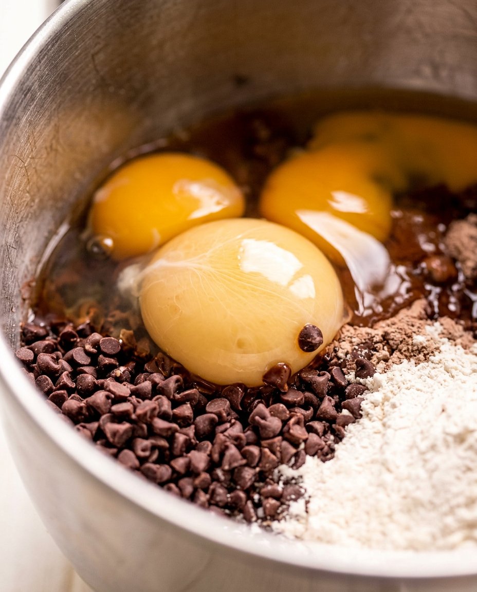 Slightly underbaked brownie cookies on a parchment lined baking sheet